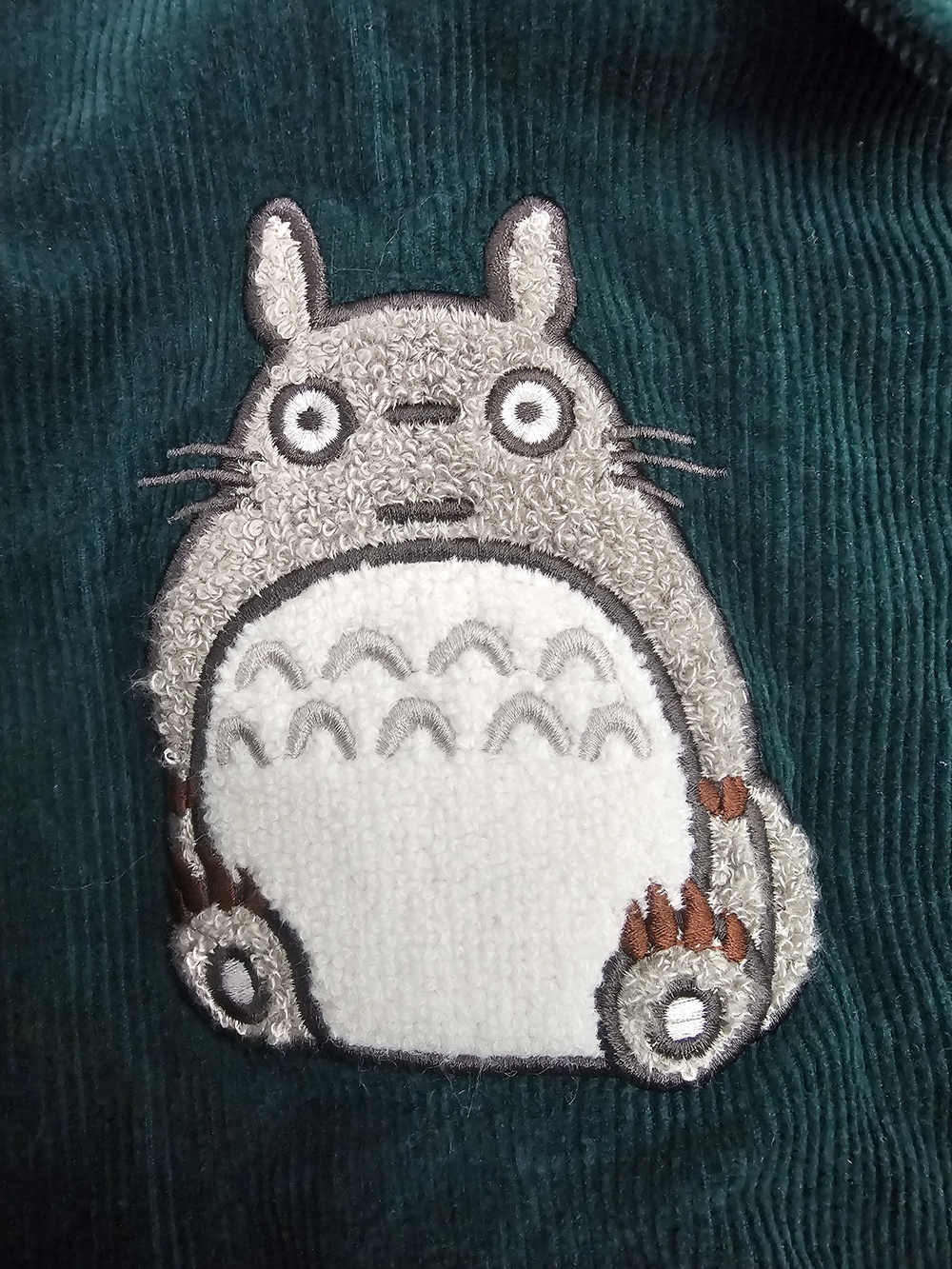 Studio Ghibli My Neighbor Totoro Corduroy Varsity Jacket Unisex XL Forest Green - Picture 4 of 9